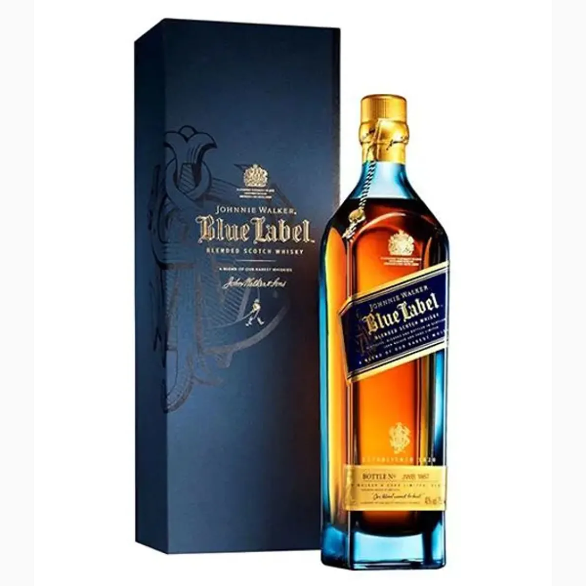A bottle of Johnnie Walker Blue Label