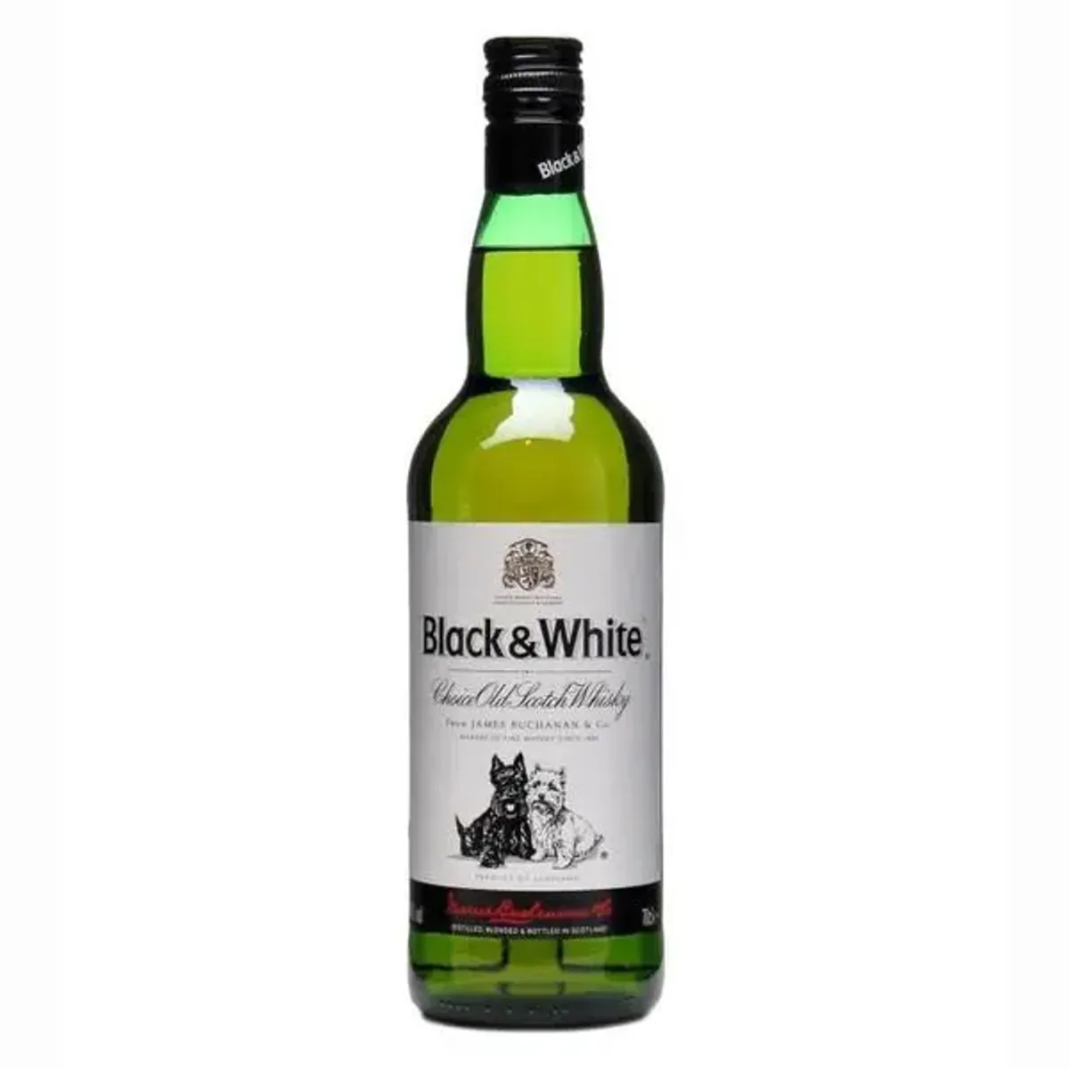 A bottle of Black & White