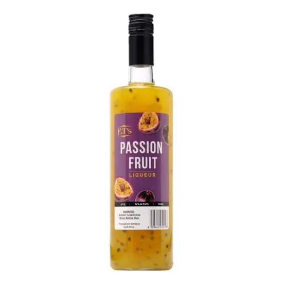A bottle of FT Passion Fruit Liqueur