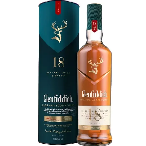 A bottle of Glenfiddich 18 Year Old